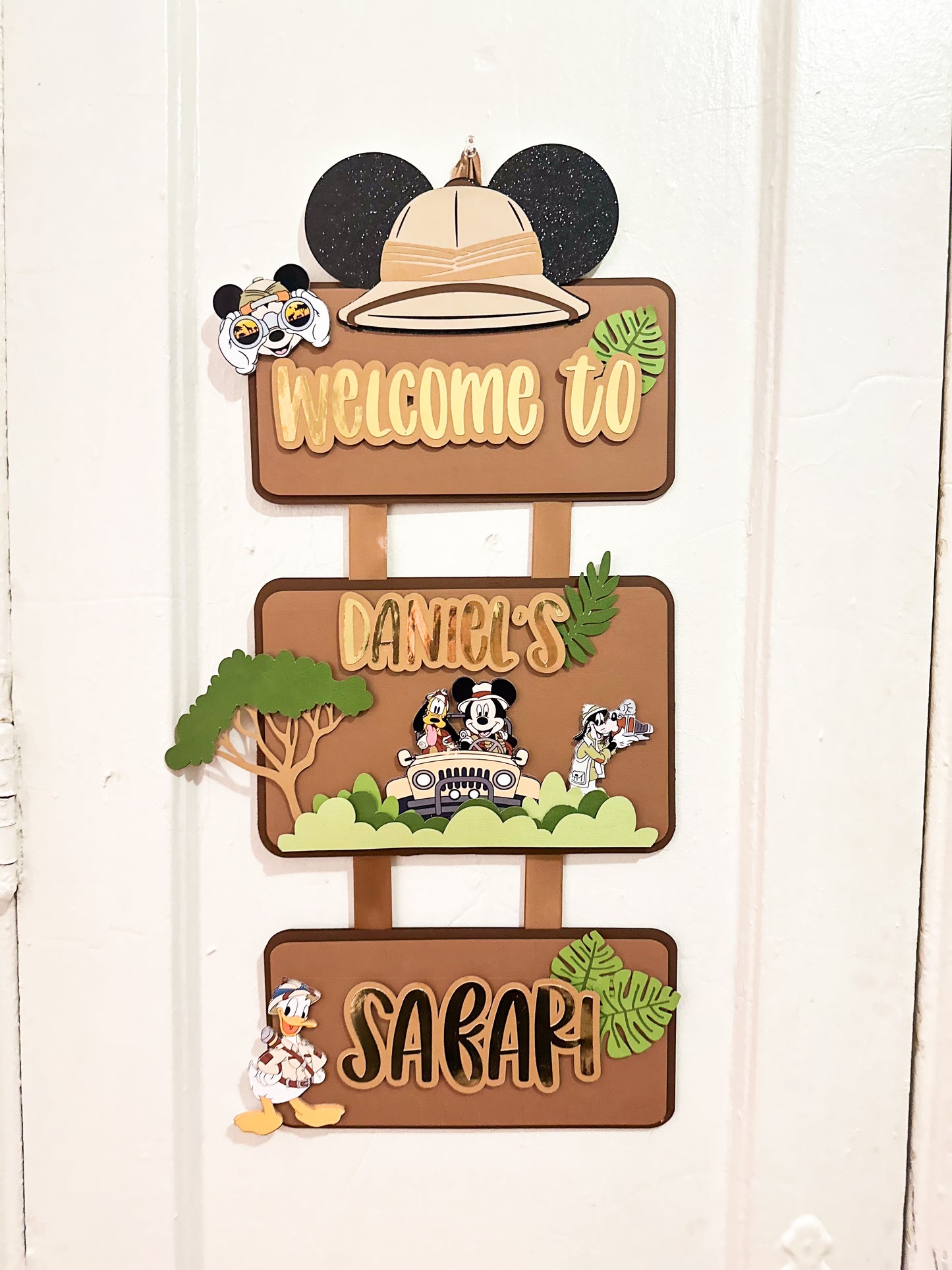 Safari welcome sign | door hanging sign | Mickey mouse door hanger | Party decoration | Birthday door hanger | Safari theme birthday