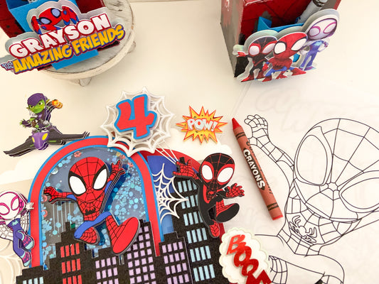 Spidey and friends cake topper | Spidey cake topper | kids party decorations | Spiderman birthday | superheroes cake topper |