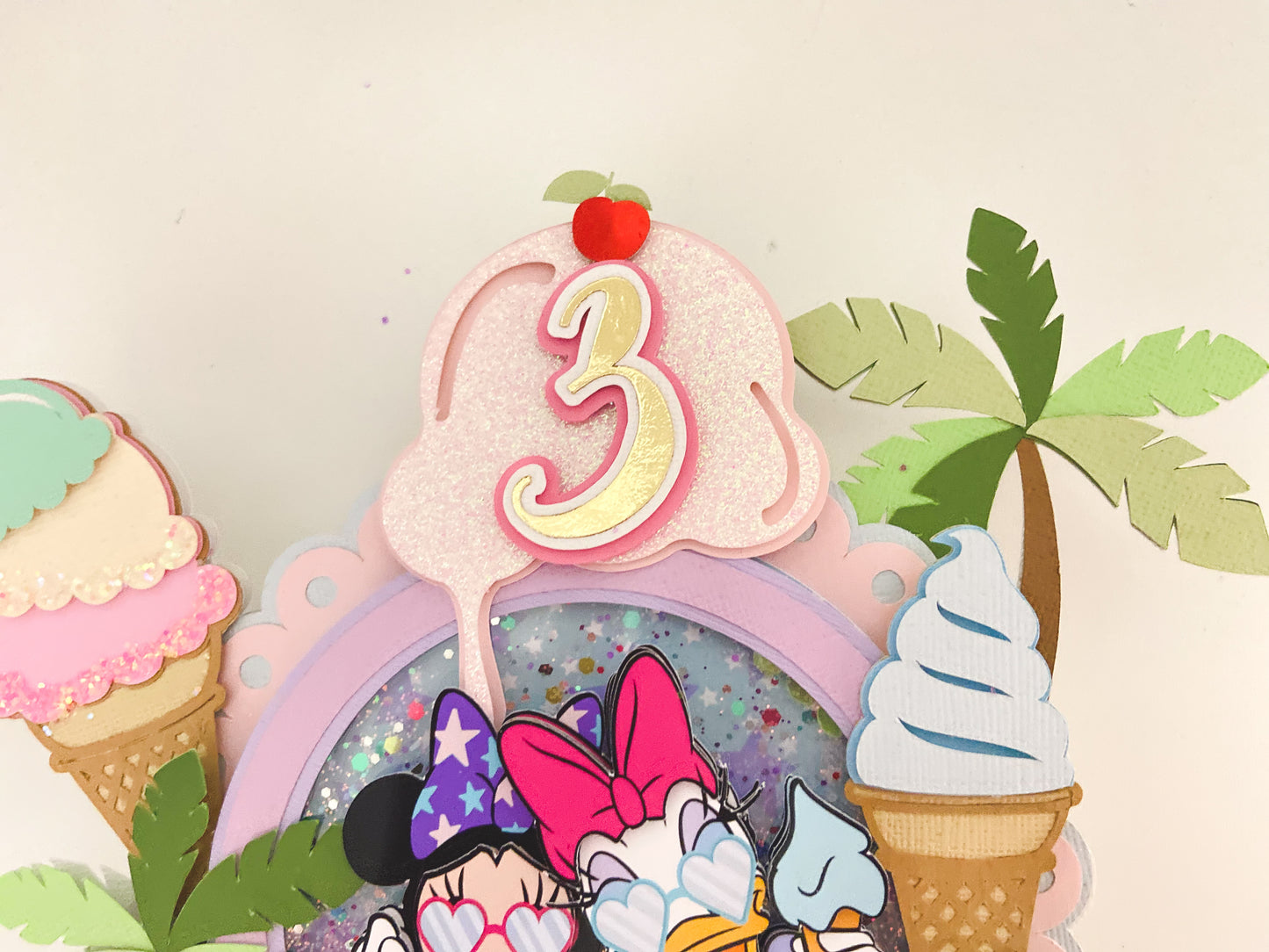 Here's the scoop cake topper | Ice cream themed birthday | Summer fun party | Ice cream party decor | light up topper | shaker cake topper