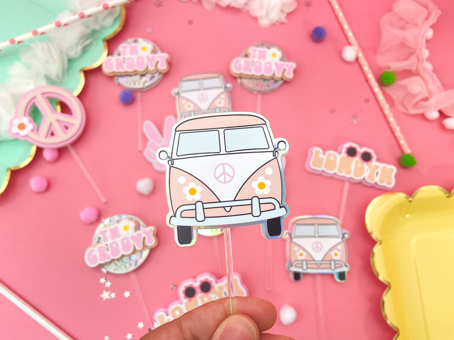 Two Groovy cupcake toppers | 2nd birthday party topper | Retro groovy birthday | Groovy one | Groovy birthday | Boho birthday