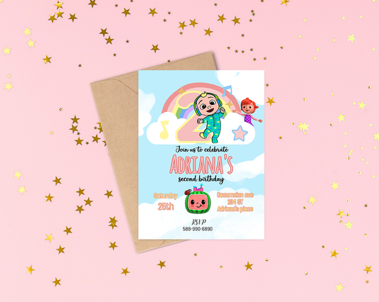 Cocomelon party invitation, kids birthday invitation template, Digital download, Cocomelon birthday, Cocomelon invitation