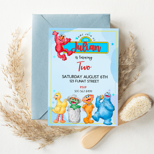 Elmo party invitation | Elmo and friends | Kids party invitations | digital invite | Elmo party decor