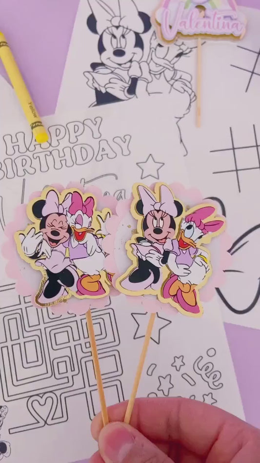 Gold Minnie and daisy cupcake toppers | Minnie Mouse birthday | Daisy party | Minnie and daisy cupcakes | cupcake decor | birthday decor