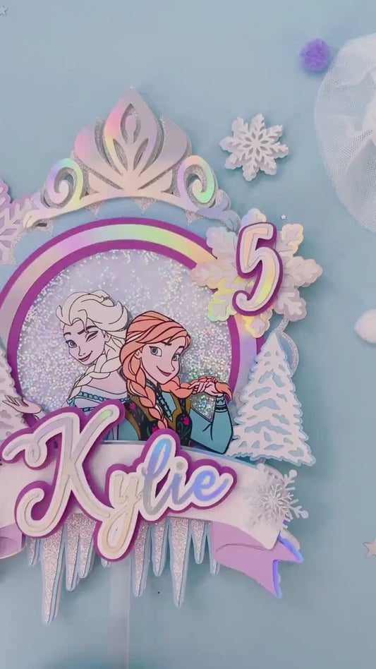 frozen first cake topper | ice queen party | Frozen party | shaker cake topper | party decor | personalized cake topper | Elsa and Anna