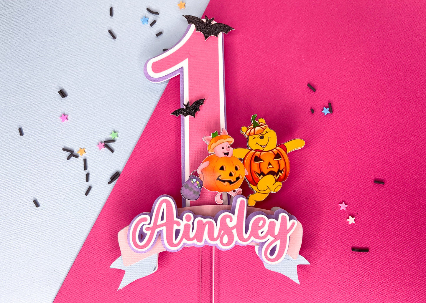 Winnie the Pooh First birthday | spooky cake topper | Winnie and piglet birthday | Winnie the Pooh halloween | Pooh halloween | smash cake