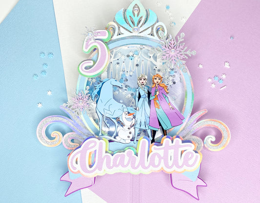 frozen inspired cake topper, Anna and Elsa party, Frozen party, shaker cake topper, party decor, personalized cake topper