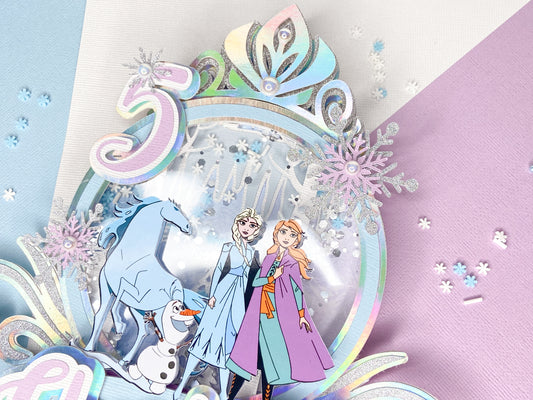 frozen inspired cake topper, Anna and Elsa party, Frozen party, shaker cake topper, party decor, personalized cake topper