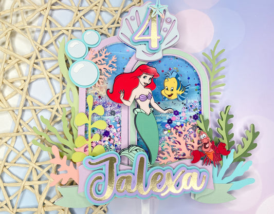 Little Mermaid cake topper | under the sea | Mermaid shaker topper | 3D Mermaid shaker | Little mermaid party decor