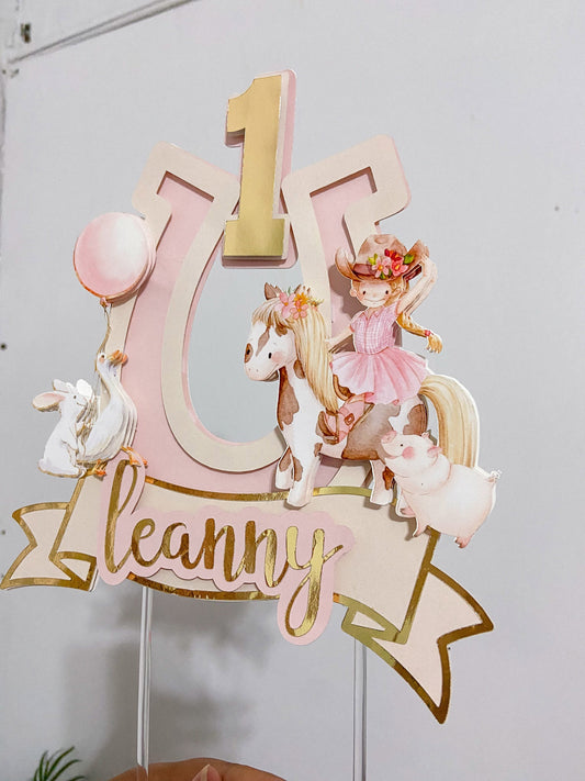 Cowgirl birthday party | cowgirl party | pink cowgirl cake topper | farm birthday | western birthday | elegant cake topper