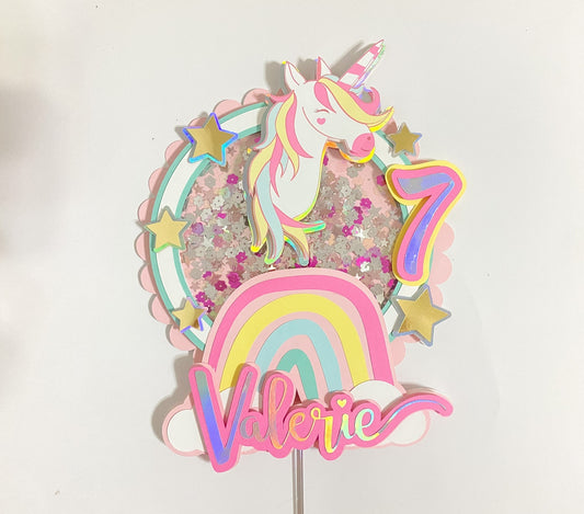 Unicorn cake topper, shaker unicorn topper, Magical rainbow topper, Unicorn theme birthday