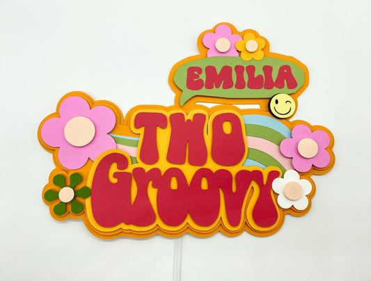 Two groovy cake topper | groovy birthday party | 2nd birthday party | retro birthday | 60s 70s party | flower child