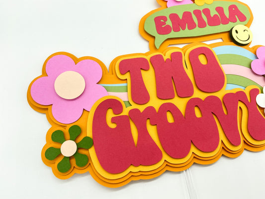 Two groovy cake topper | groovy birthday party | 2nd birthday party | retro birthday | 60s 70s party | flower child