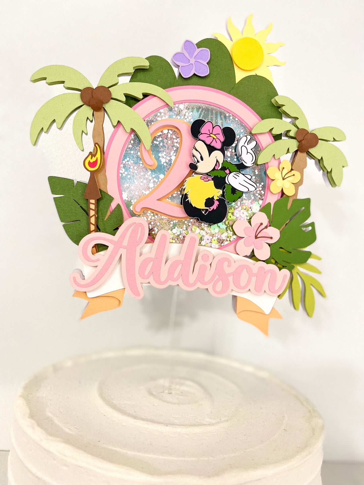 Minnie Mouse Luau cake topper | Minnie Mouse birthday | Minnie hawaiana | Shaker cake topper | Minnie Hawaiian party | Tropical party