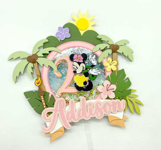 Minnie Mouse Luau cake topper | Minnie Mouse birthday | Minnie hawaiana | Shaker cake topper | Minnie Hawaiian party | Tropical party