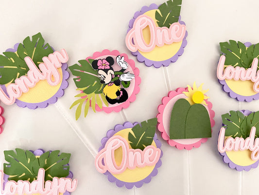 Minnie luau cupcake topper | cupcake topper | customizable cupcake topper | Minnie Mouse cupcake topper