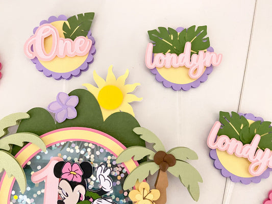 Minnie luau cupcake topper | cupcake topper | customizable cupcake topper | Minnie Mouse cupcake topper