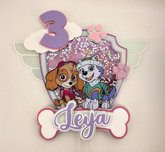 Skye and Everest cake topper | Paw patrol cake topper | birthday decor | paw patrol birthday | shaker paw patrol topper