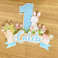 Blue Some bunny is one cake topper | bunny party decor | kids party decor | 1st birthday bunny theme | Easter birthday