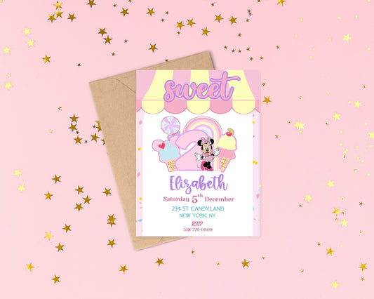 Minnie mouse candy land, kids' birthday invitation template, Digital download, candy land birthday, sweet party invitation, digital invite