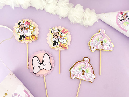 Gold Minnie and daisy cupcake toppers | Minnie Mouse birthday | Daisy party | Minnie and daisy cupcakes | cupcake decor | birthday decor