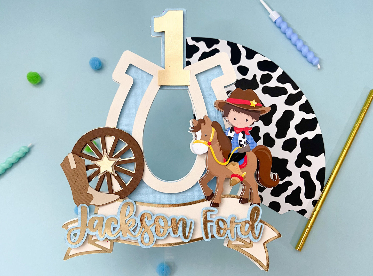 Cowboy cake topper | cowboy party | vaquero party | farm birthday | western birthday | cow party cake topper