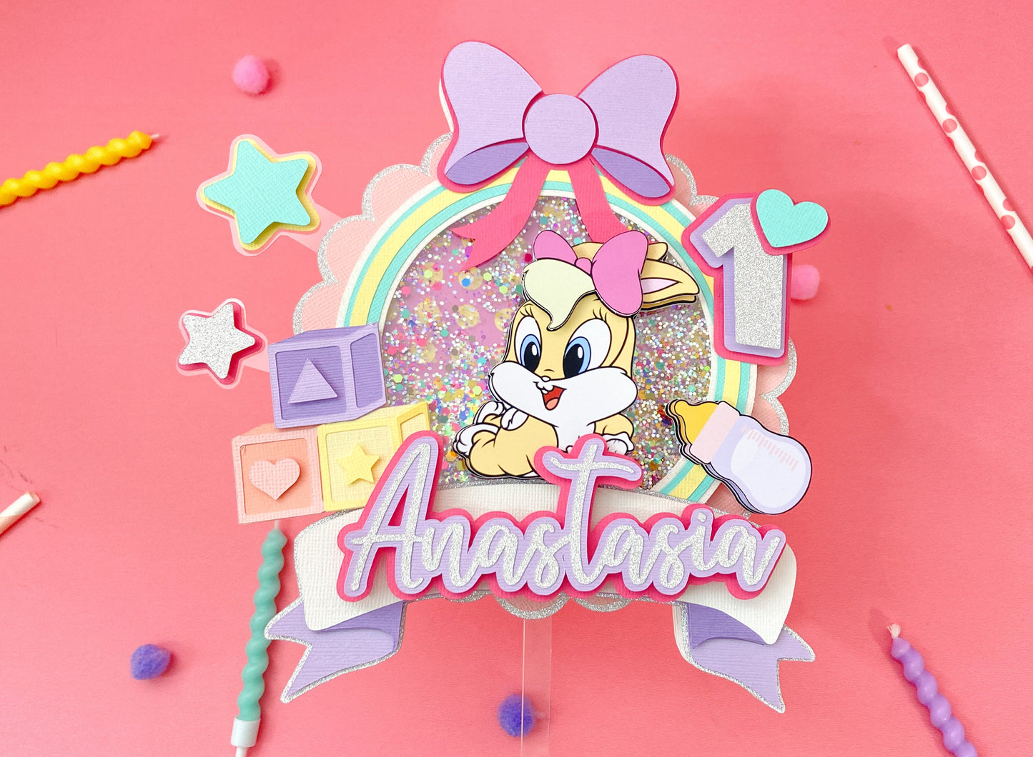 Lola bunny cake topper | bunny party decor | kids party decor | 1st birthday bunny theme | bunny birthday