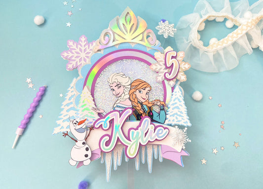 frozen first cake topper | ice queen party | Frozen party | shaker cake topper | party decor | personalized cake topper | Elsa and Anna